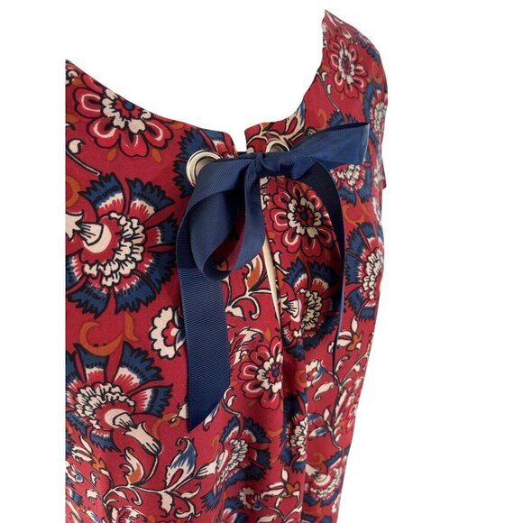 Womens Floral Print Y2K Dress Size 10 Short Sleeve Bow Tie Detail Boho Colorful - Picture 4 of 7